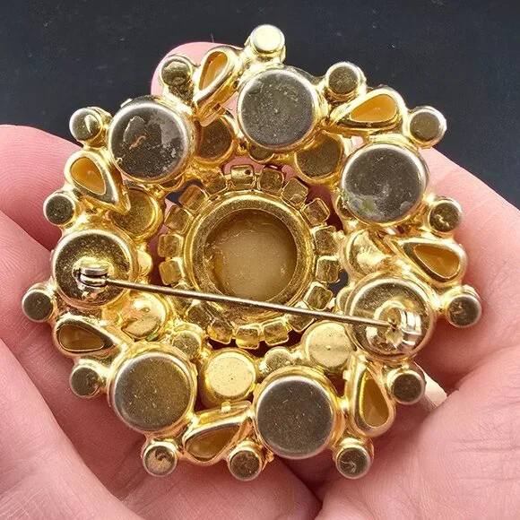 RARE Juliana D&E 2" Birthday Cake Statement Brooch Gold Tone Aurora Borealis - Picture 9 of 12